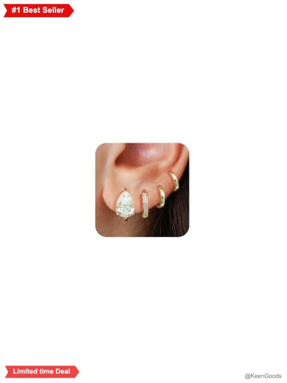 14K Gold Plated Hoop Earrings Set Surgical Steel Hypoallergenic CZ Huggie